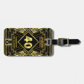40e verjaardag Art Deco Gold Black Grote Gatsby Bagagelabel (Voorkant horizontaal)