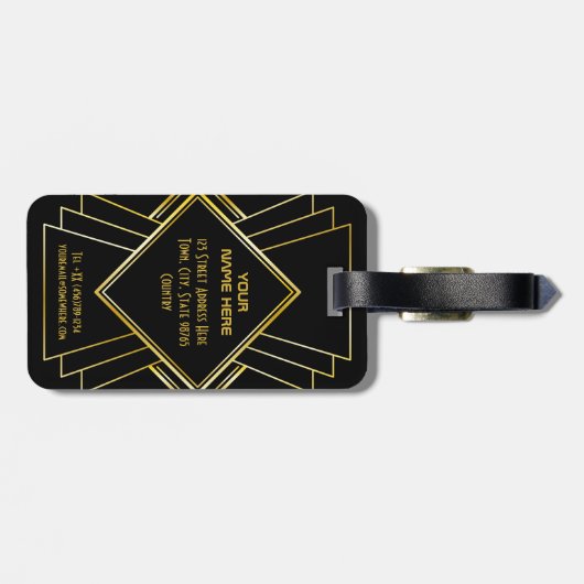40e verjaardag Art Deco Gold Black Grote Gatsby Bagagelabel (Achterkant horizontaal)