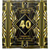 40e verjaardag Art Deco Gold Black Grote Gatsby Douchegordijn (Voorkant)