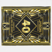 40e verjaardag Art Deco Gold Black Grote Gatsby Fleece Deken (Voorkant (Horizontaal))