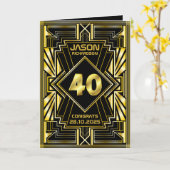 40e verjaardag Art Deco Gold Black Grote Gatsby Kaart (Gele Bloem)