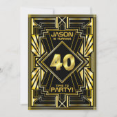 40e verjaardag Art Deco Gold Black Grote Gatsby Kaart (Voorkant)