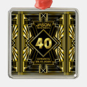 40e verjaardag Art Deco Gold Black Grote Gatsby Metalen Ornament (Voorkant)