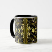 40e verjaardag Art Deco Gold Black Grote Gatsby Mok (Voorkant links)
