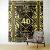 40e verjaardag Art Deco Gold Black Grote Gatsby Wandkleed (In situ)