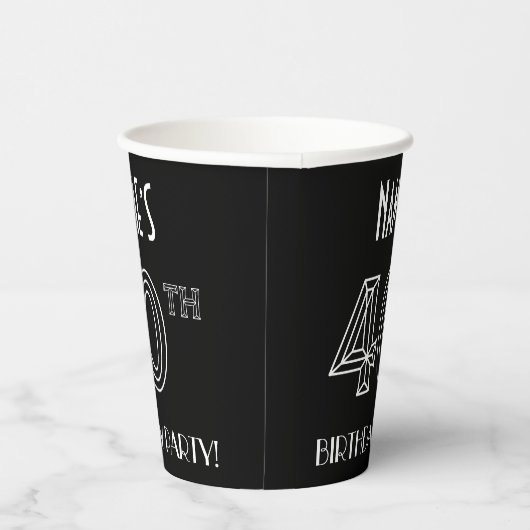 40e verjaardag: Art Deco Style + aangepaste naam Papieren Bekers (Rechts)