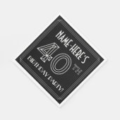 40e verjaardag: Art Deco Style + aangepaste naam Servet (Hoek)