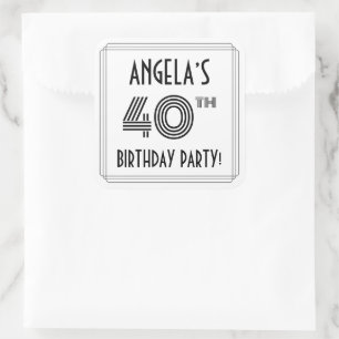 40e verjaardag: Art Deco Style + aangepaste naam Vierkante Sticker