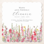 40e Verjaardag Augustus Geboortemaand Bloem Custom Kartonnen Onderzetters<br><div class="desc">Perfecte tafel decor voor een augustus verjaardagsfeestje. Roze gladiool is de geboortebloem voor die maand. Het vormt een  waterverf ondergrens op dit bloemengepersonaliseerde onderzetter. De naam,  leeftijd en geboortedatum van de eregast van de verjaardag worden erboven geplaatst met behulp van elegante kalligrafie en typografie. Alle tekst is bewerkbaar.</div>