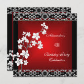 40e verjaardag Aziatisch rood zwart zilverwit Kaart (Voorkant / Achterkant)
