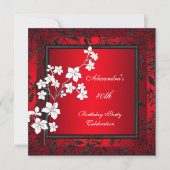 40e verjaardag Aziatisch rood zwart zilverwit Kaart (Voorkant)