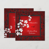 40e verjaardag Aziatisch rood zwart zilverwit Kaart (Voorkant / Achterkant)