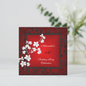 40e verjaardag Aziatisch rood zwart zilverwit Kaart (Staand voorkant)