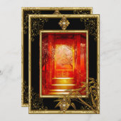 40e verjaardag Aziatische Uitzicht Gold Bamboe Red Kaart (Voorkant / Achterkant)