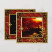 40e verjaardag Aziatische Uitzicht Gold Bamboe Red Kaart (Voorkant / Achterkant)