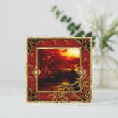 40e verjaardag Aziatische Uitzicht Gold Bamboe Red Kaart (Staand voorkant)