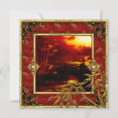 40e verjaardag Aziatische Uitzicht Gold Bamboe Red Kaart (Voorkant)