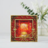 40e verjaardag Aziatische Uitzicht Gold Bamboe Red Kaart (Staand voorkant)