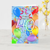 40e verjaardag - Balloon Birthday Kaart - Happy Bi (Gele Bloem)