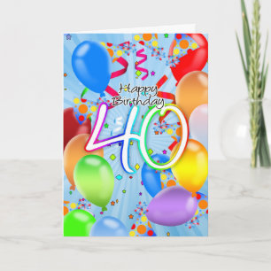 40e verjaardag - Balloon Birthday Kaart - Happy Bi