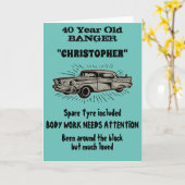 40e Verjaardag Banger Love Vintage Car Retro Style Kaart (Gele Bloem)