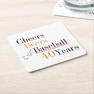 40e verjaardag Baseball Cheers and Beers Party Kartonnen Onderzetters