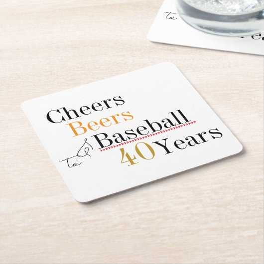 40e verjaardag Baseball Cheers and Beers Party Kartonnen Onderzetters (Schuin)
