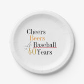 40e verjaardag Baseball Cheers and Beers Party Papieren Bordje (Voorkant)