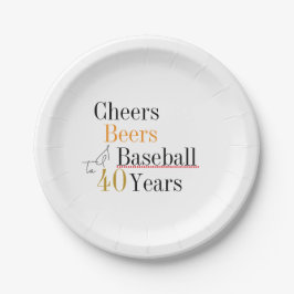 40e verjaardag Baseball Cheers and Beers Party Papieren Bordje