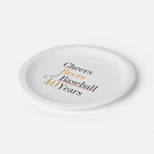 40e verjaardag Baseball Cheers and Beers Party Papieren Bordje (Gekanteld)