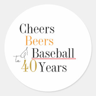 40e verjaardag Baseball Cheers and Beers Party Ronde Sticker