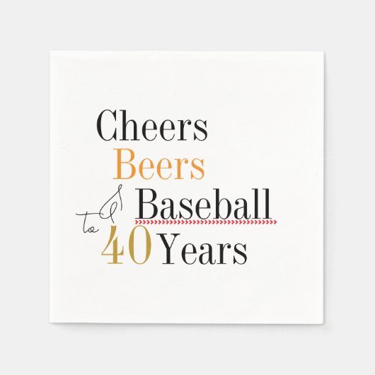 40e verjaardag Baseball Cheers and Beers Party Servet (Voorkant)