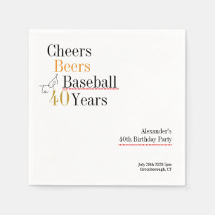 40e verjaardag Baseball Cheers Beers Minimal Party Servet