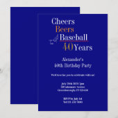 40e verjaardag Baseball Cheers Modern Party Kaart (Voorkant / Achterkant)