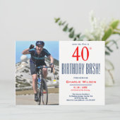 40e verjaardag Bash! Birthday Party Invitation Kaart (Staand voorkant)