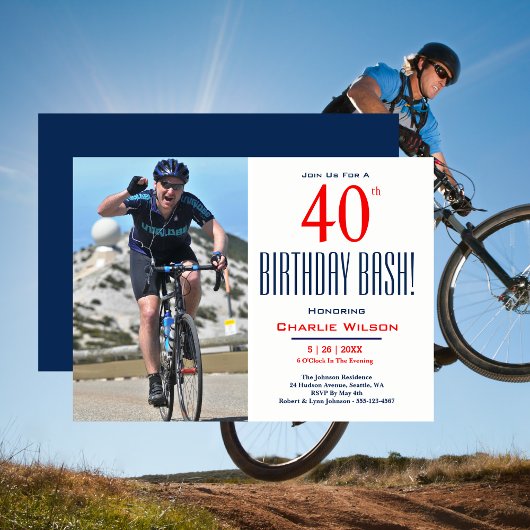 40e verjaardag Bash! Birthday Party Invitation Kaart