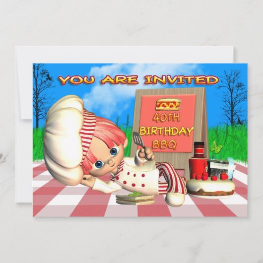 40e verjaardag BBQ Uitnodiging (Voorkant)