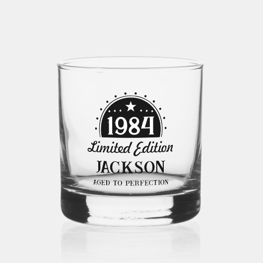 40e verjaardag beperkte perfectie 1984 whisky glas (Voorkant)