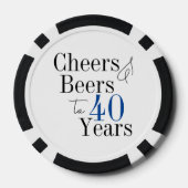 40e verjaardag bieren en gejuich typografie feest poker chips (Achterkant)