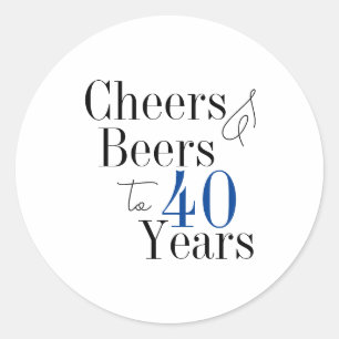 40e verjaardag bieren en gejuich typografie feest ronde sticker