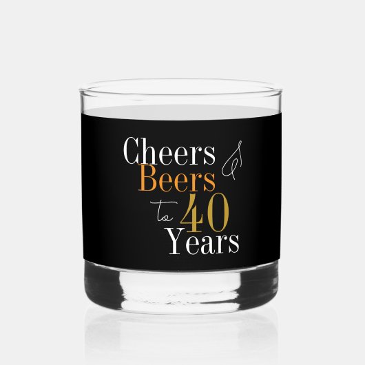 40e verjaardag bieren juichen zwarte gouden partij whisky glas (Achterkant)
