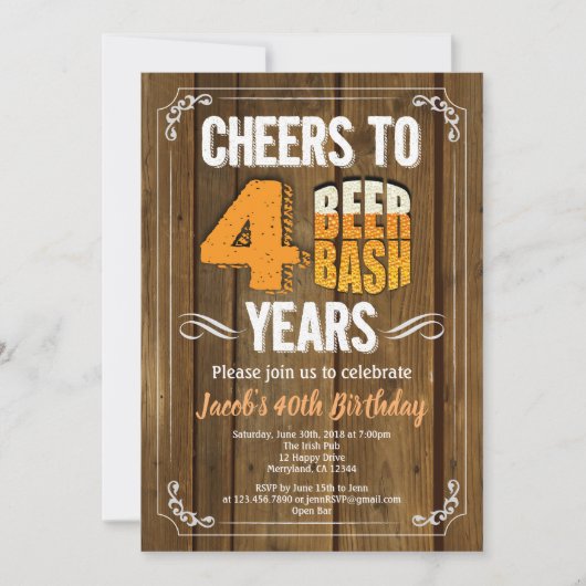 40e verjaardag bierfeest man bar viering kaart (Voorkant)