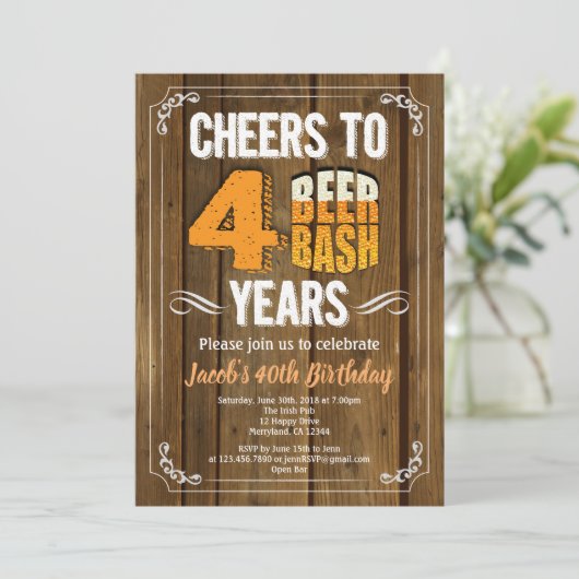 40e verjaardag bierfeest man bar viering kaart (Staand voorkant)