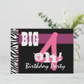 40e verjaardag - Big 4 Oh Roze Zebra Metallic Kaart (Staand voorkant)