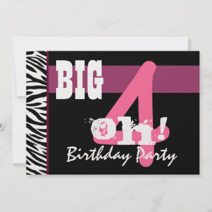 40e verjaardag - Big 4 Oh Roze Zebra Metallic Kaart