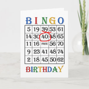40e verjaardag Bingo kaart