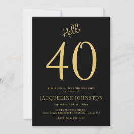 40e verjaardag Black and Gold Kaart