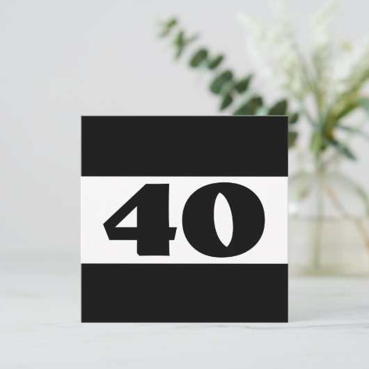 40e verjaardag Black and White Modern W857 Kaart (Staand voorkant)