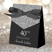 40e verjaardag Black Silver Glitter Dank u