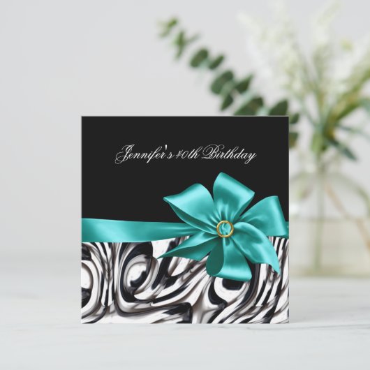 40e verjaardag Black White Abstract Bow Kaart (Staand voorkant)